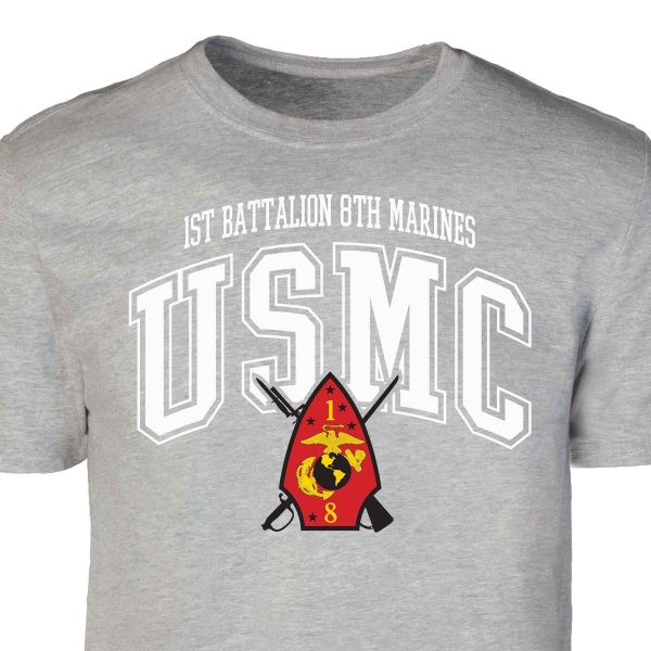 1st Battalion 8th Marines Arched Patch Graphic T-shirt on Sale - Image 2
