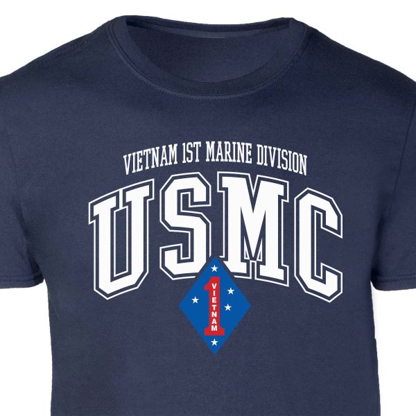 Vietnam 1st Marine Division Arched Patch Graphic T-shirt Sale