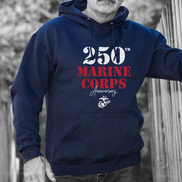 USMC 250th Anniversary Stencil Hoodie Sale - Image 2