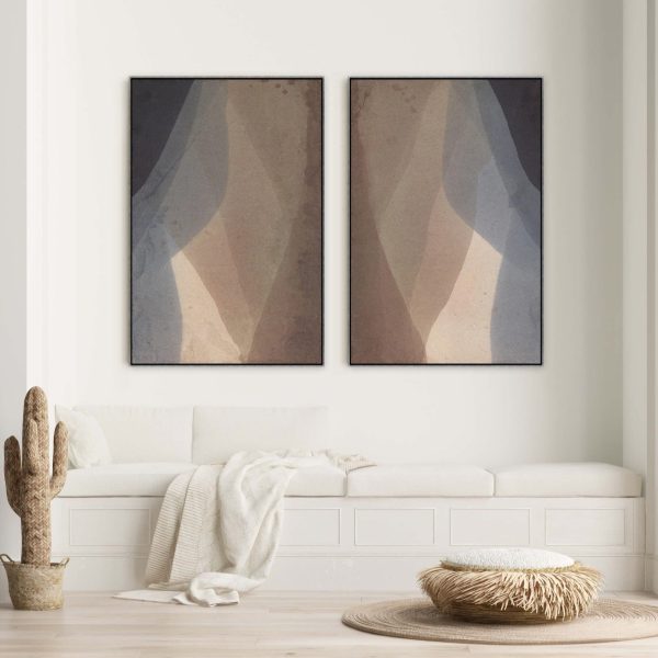 TRANSLUCENT VERTICAL LAYERS  CANVAS ART DIPTYCH Fashion - Image 3