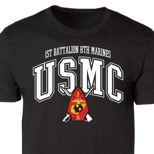 1st Battalion 8th Marines Arched Patch Graphic T-shirt on Sale