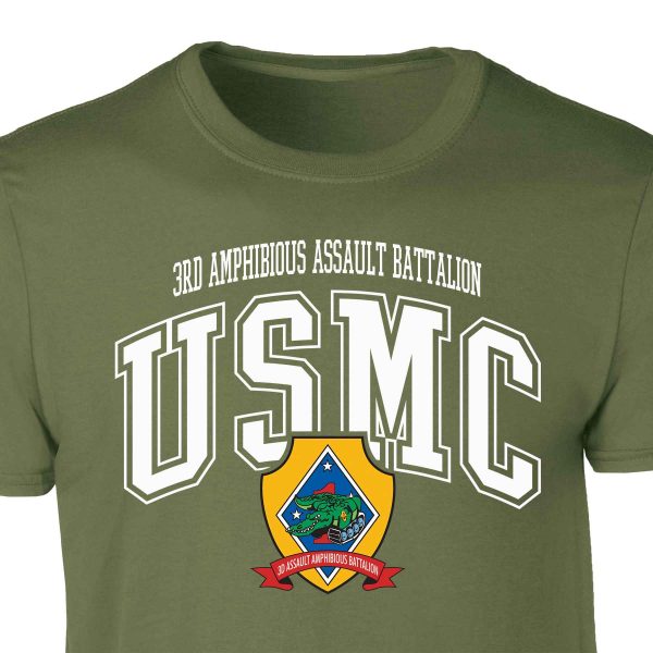 3rd Amphibious Assault Bn Arched Patch Graphic T-shirt Sale - Image 4