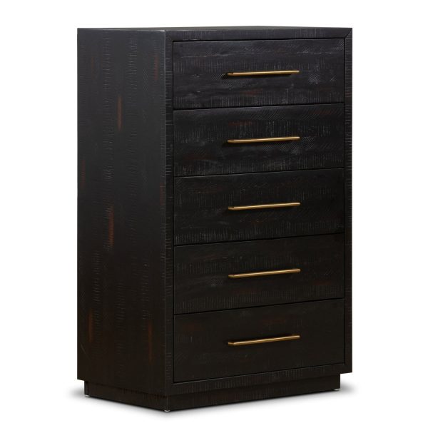 SUKI BURNISHED BLACK TALL BOY DRESSER Online Sale