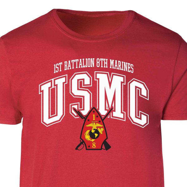 1st Battalion 8th Marines Arched Patch Graphic T-shirt on Sale - Image 5