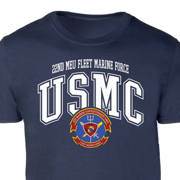 22nd MEU Fleet Marine Force Arched Patch Graphic T-shirt For Cheap - Image 5